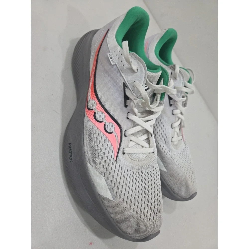 Saucony Ride 16Women's Size 12 White Gray Running Athletic Shoes